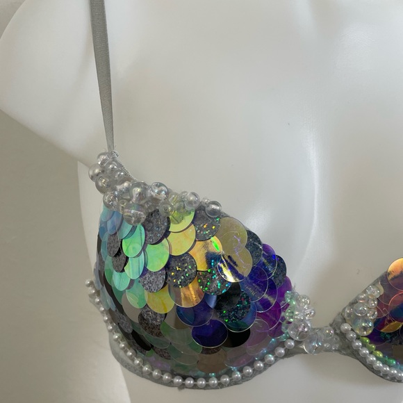 Handmade Rave Bra / Festival Bra / Cosplay Bra - Mermaid - Picture 6 of 7